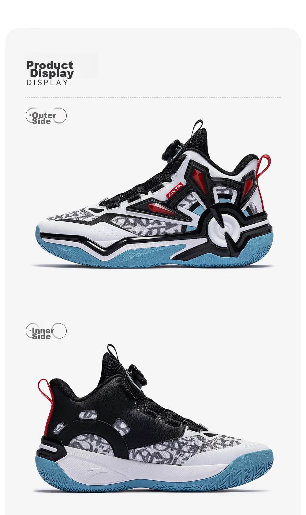 Anta Kids Boys Sports Shoes Ages 6-12 Youth Durable Sniper Basketball Shoes 312541108H 48